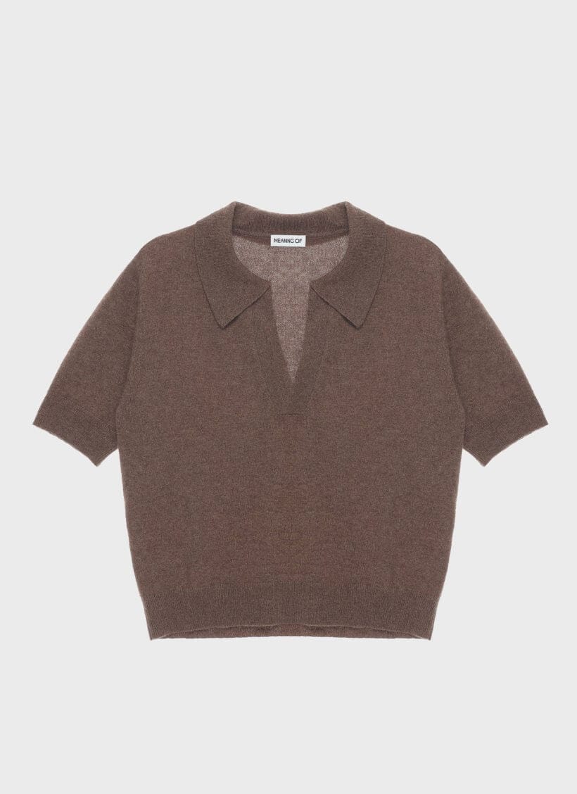 Meaning Of V-Neck Short Sleeve Jumper Brown