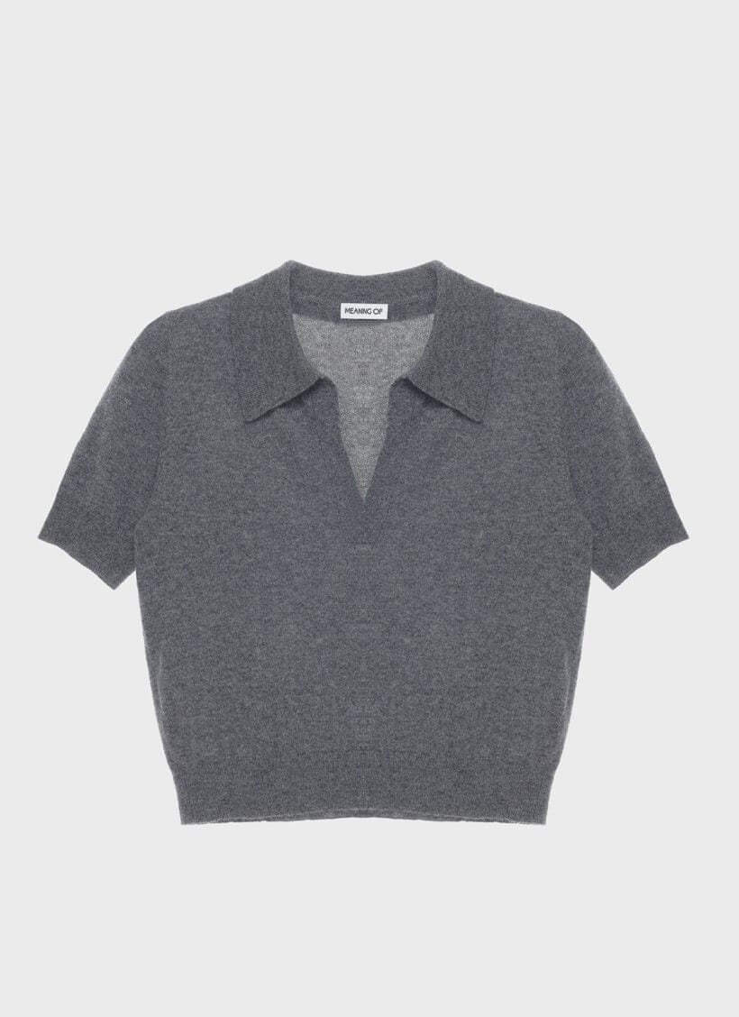 Meaning Of V-Neck Short Sleeve Jumper Grey
