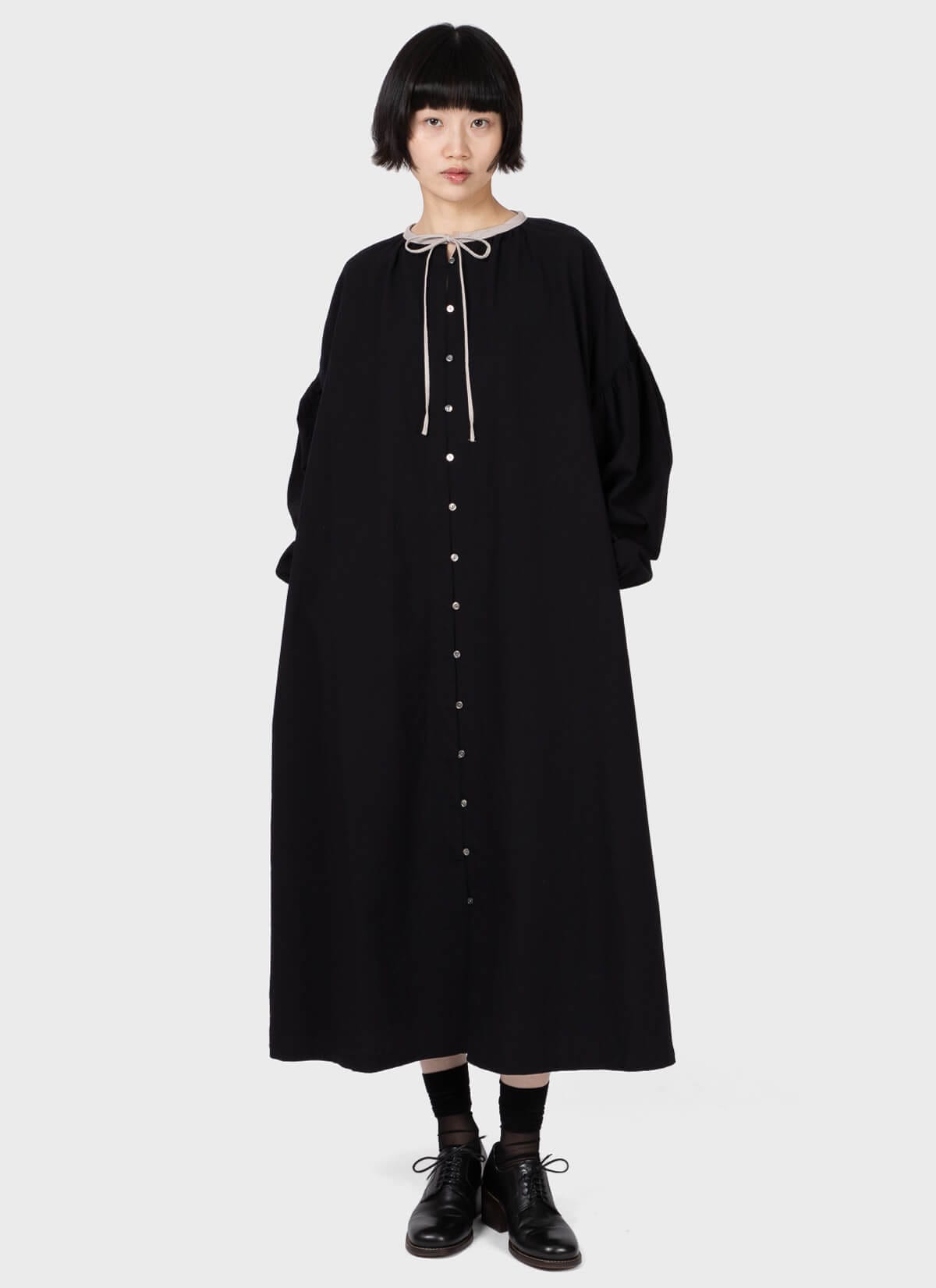 Ichi Antiquits Cotton Cashmere Dress Black GENTLEWENCH Ichi Antiquits Cotton Cashmere Dress Black GENTLEWENCH